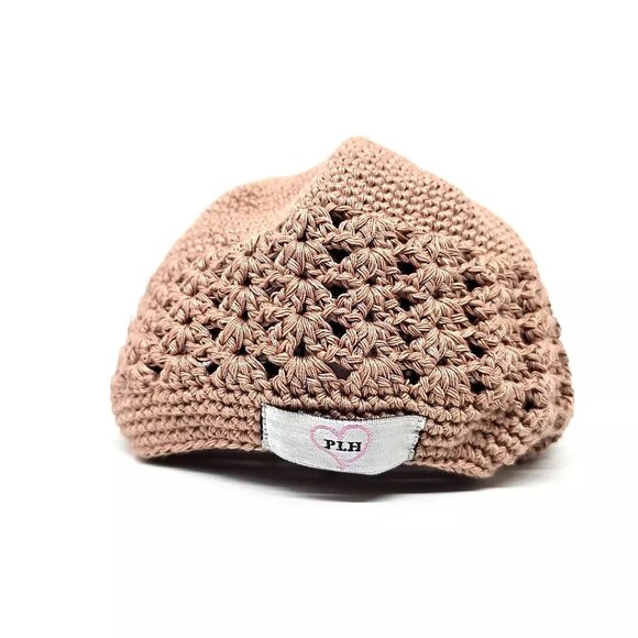 PLH Bows & Laces Baby Crochet Hat Beige Girls Size 24 Months - Picture 1 of 10